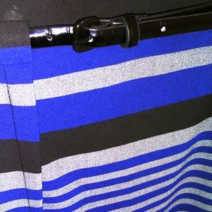 Calvin Klein blue black gray stripe sheath dress